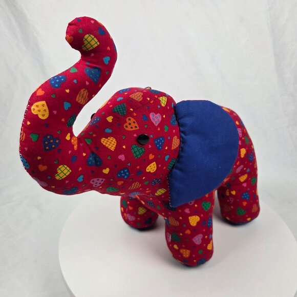 Abstract heart art Elephant Handmade Plush Animal Nursery Toy Decor 12" Tall - Picture 1 of 7